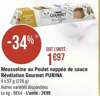Géant Casino Purina mousseline au poulet nappée de sauce révélation gourmet offre