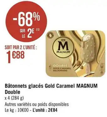 Magnum bâtonnets glacés gold caramel double