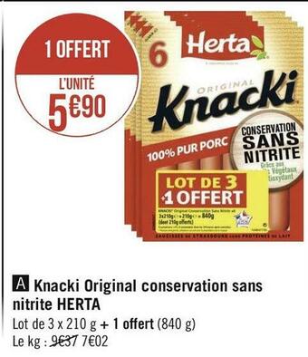 Géant Casino Herta knacki original conservation sans nitrite offre
