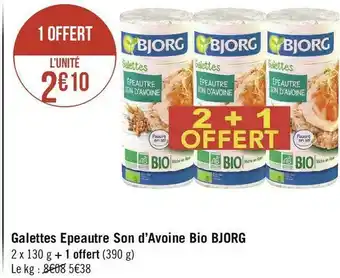 Géant Casino Bjorg galettes epeautre son d’avoine bio offre
