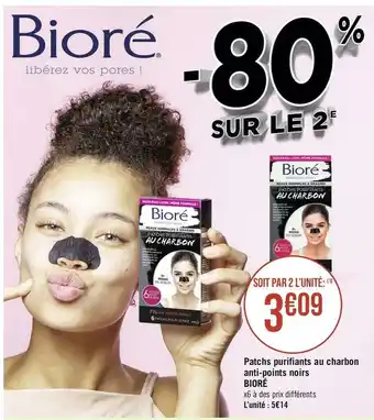 Géant Casino Bioré patchs purifiants au charbon anti-points noirs offre