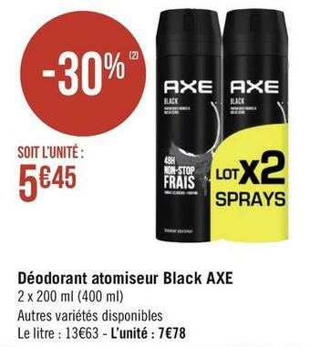 Géant Casino Axe déodorant atomiseur black offre