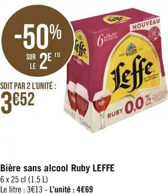 Géant Casino Leffe bière sans alcool ruby offre