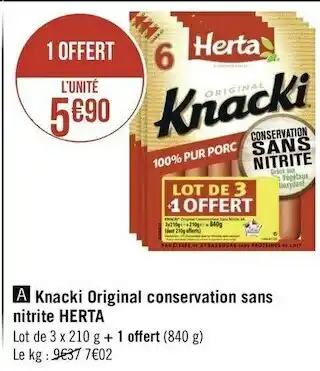 Herta knacki original conservation sans nitrite