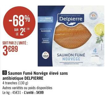 Delpierre saumon fumé norvège élevé sans antibiotique