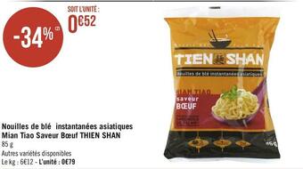 Thien shan nouilles de blé instantanées asiatiques mian tiao saveur bœuf