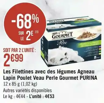 Purina les filettines avec des légumes agneau lapin poulet veau perle gourmet