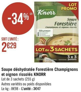 Géant Casino Knorr soupe déshydratée forestière champignons et oignon rissolés offre