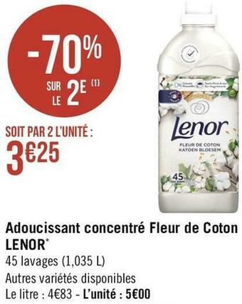 Lenor adoucissant concentré fleur de coton*