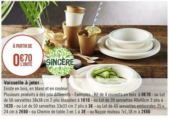 Géant Casino Sincère vaisselle à jeter offre