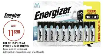 Géant Casino Energizer lot de 15 piles aa power + 5 gratuites offre