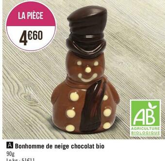 Bonhomme de neige chocolat bio