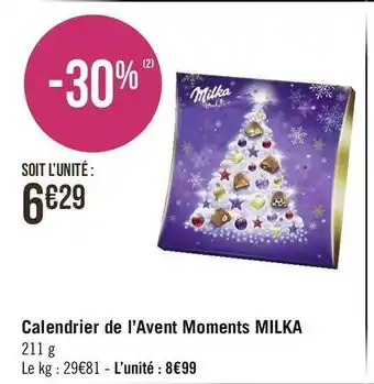 Géant Casino Milka calendrier de l’avent moments offre