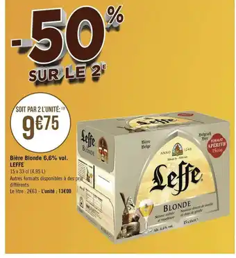 Géant Casino Leffe bière blonde 6,6% vol. offre