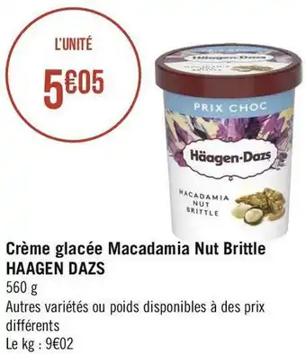 Géant Casino Haagen dazs crème glacée macadamia nut brittle offre
