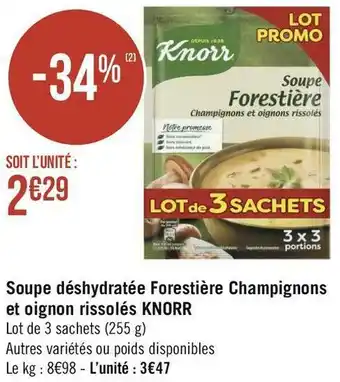 Géant Casino Knorr soupe déshydratée forestière champignons et oignon rissolés offre