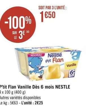 Nestlé p’tit flan vanille dès 6 mois