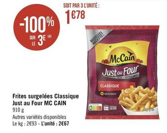 Géant Casino Mc cain frites surgelées classique just au four offre