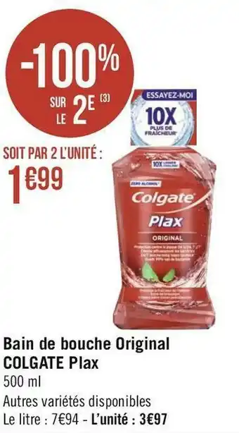 Géant Casino Colgate bain de bouche original plax offre