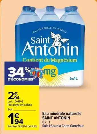 Carrefour Market Saint antonin - eau minérale naturelle offre