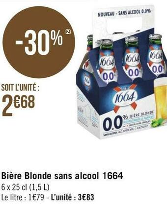 Géant Casino 1664 bière blonde sans alcool offre
