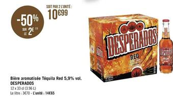 Géant Casino Desperados bière aromatisée téquila red 5,9% vol. offre