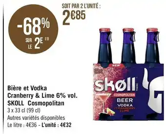 Skoll cosmopolitan bière et vodka cranberry & lime 6% vol. cosmopolitan