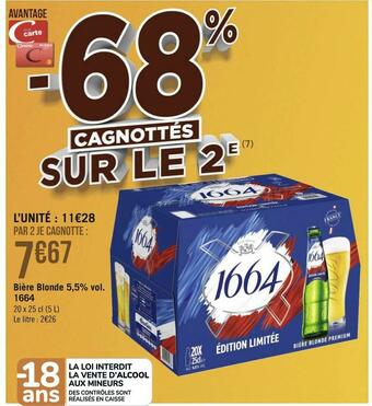 Géant Casino 1664 bière blonde 5,5% vol. offre