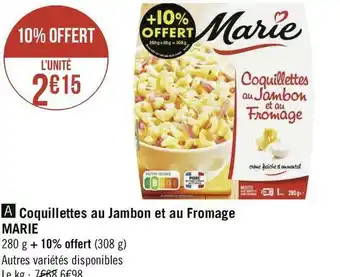 Marie coquillettes au jambon et au fromage