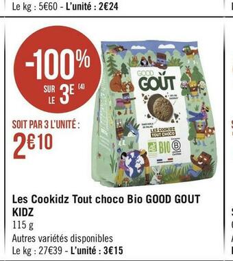 Géant Casino Kidz les cookidz tout choco bio good gout kidz offre