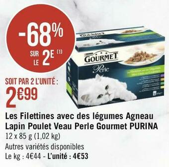 Géant Casino Purina les filettines avec des légumes agneau lapin poulet veau perle gourmet offre