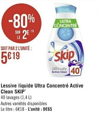 Skip lessive liquide ultra concentré active clean *