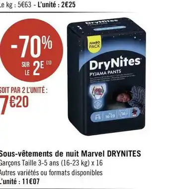 Drynites sous-vêtements de nuit marvel