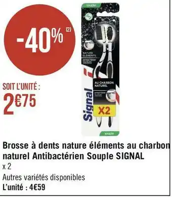 Signal brosse à dents nature éléments au charbon naturel antibactérien souple