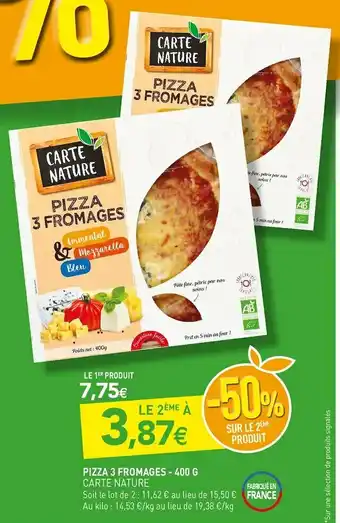 naturéO Carte nature pizza 3 fromages offre