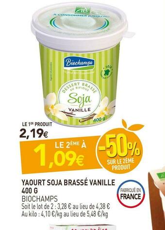 naturéO Biochamps yaourt soja brassé vanille offre