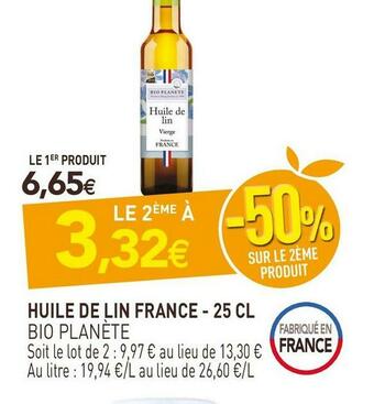 naturéO Bio planète huile de lin france offre