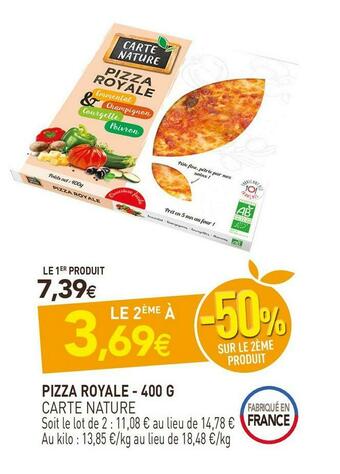 naturéO Carte nature pizza royale offre
