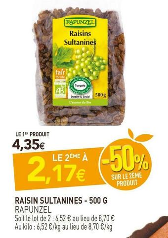 naturéO Rapunzel raisin sultanines offre