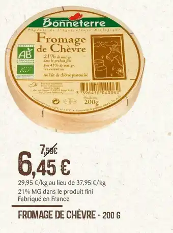 naturéO Bonneterre fromage de chèvre offre
