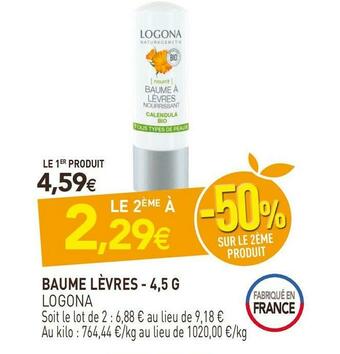 naturéO Logona baume lèvres offre