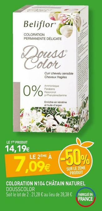 naturéO Dousscolor coloration n104 châtain naturel offre