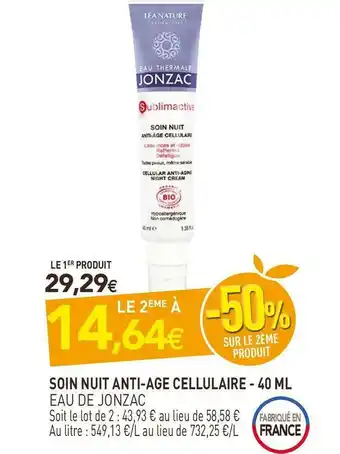 naturéO Eau de jonzac soin nuit anti-age cellulaire offre