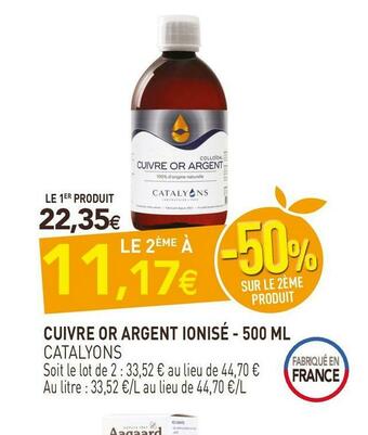 Catalyons cuivre or argent ionisé