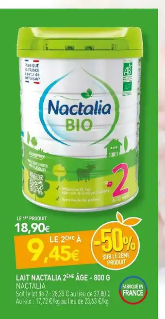 naturéO Nactalia lait 2ème âge offre