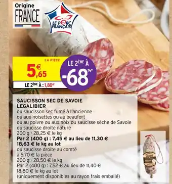 Intermarché Contact SAUCISSON SEC DE SAVOIE offre