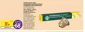 Intermarché Contact CAPSULES DE CAFÉ X10 BLONDE ESPRESSO ROAST STARBUCKS PAR NESPRESSO offre