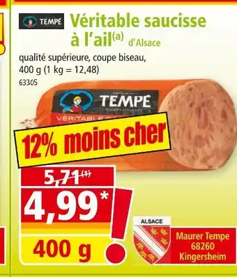 Norma Tempé Véritable saucisse à l’ail d’Alsace offre