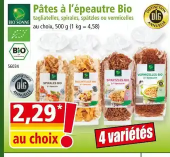 Norma Bio sonne Pâtes à l’épeautre Bio offre