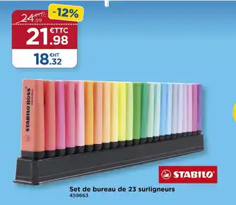 Top Office STABILO Set de bureau de 23 surligneurs offre